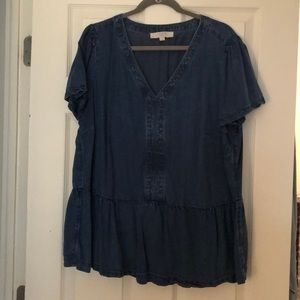 Loft Plus peplum chambray top